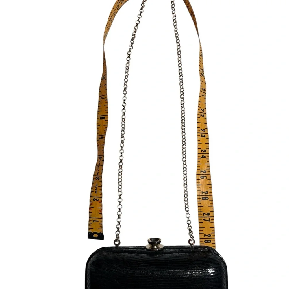 Ann Taylor Black Textured Clutch with gold Chain Strap
